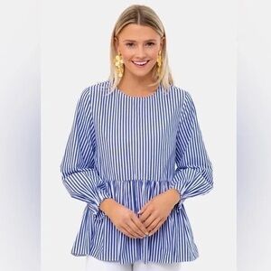 Tuckernuck Pomander Place Blue and White Striped Blouse
